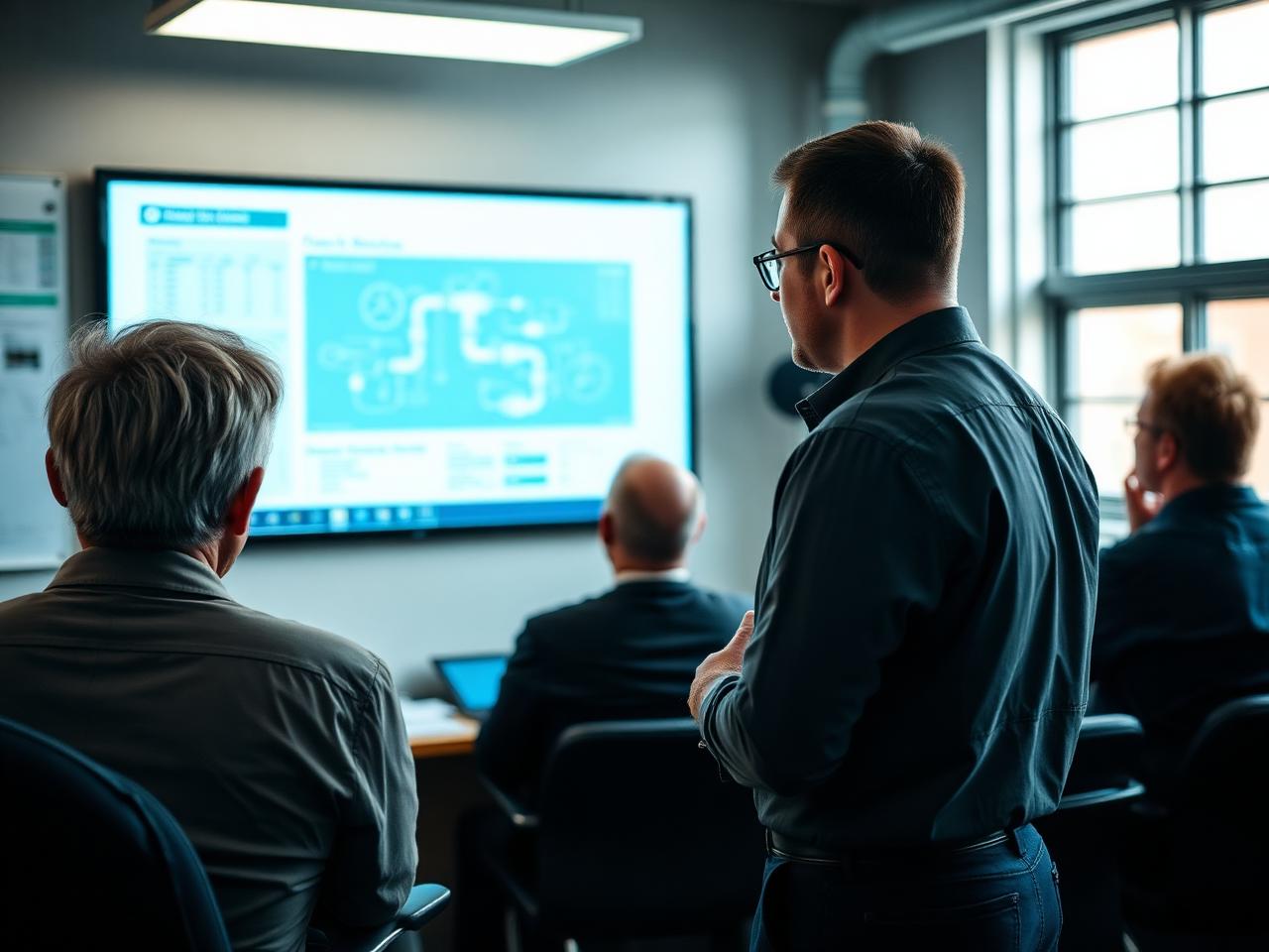 Adult professionals in an industrial water training classroom